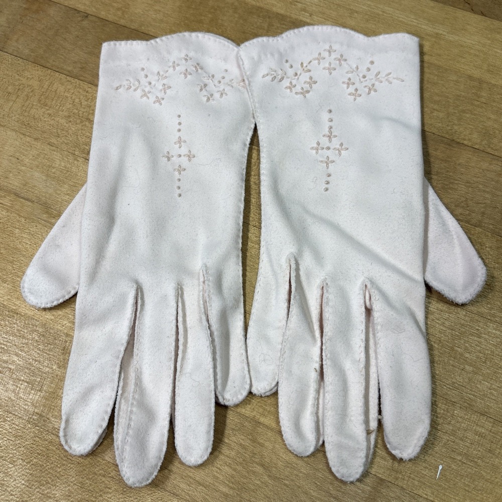 Vintage Shalimar Pink Nylon Dress Gloves Size 7 1950s 60s Made Philippines